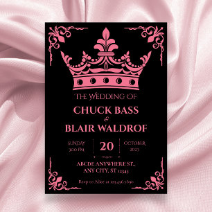 Invitación Corona de boda rosa negro