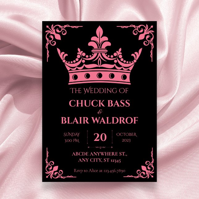 Invitación Corona de boda rosa negro  (Subido por el creador)