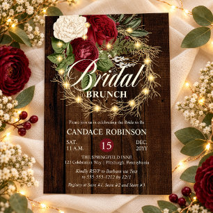 Invitación Corona de boda rústica con luces y ramitas