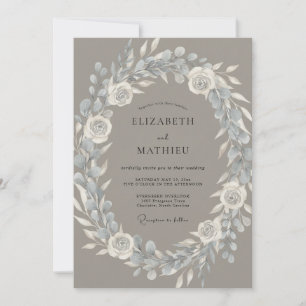 Invitación Corona de Boda Taupe Pizarra