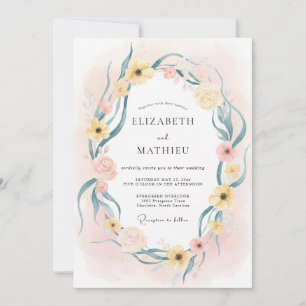 Invitación Corona de boda Teal con mantequilla