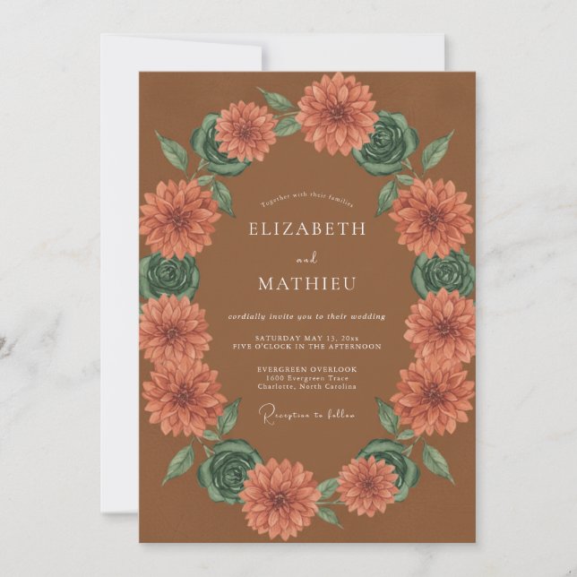 Invitación Corona de boda Terracotta Bloom (Anverso)