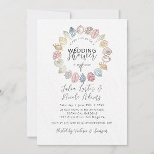Invitación Corona de Bodas de Conchas de Playa Simple