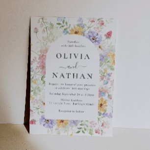 Invitación Corona de Bodas de Flores Silvestres Pastel Vibran