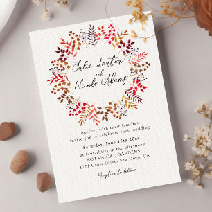 Invitación Corona de Bodas de Hojas Verdes de Eucalipto Botán