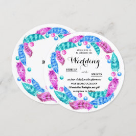 Invitación Corona de boho florescente, elegancia de colores v