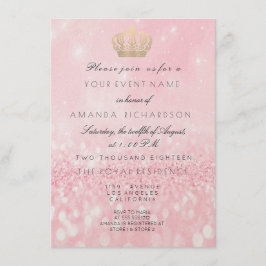 Invitación Corona de brillo de oro rosa Brillo Royal 16 cumpl