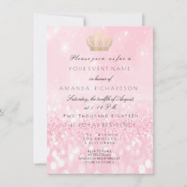 Invitación Corona de brillo de oro rosa Brillo Royal Bridal 1