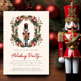 Invitación Corona de Cascanueces Rojo Fiesta de Navidad