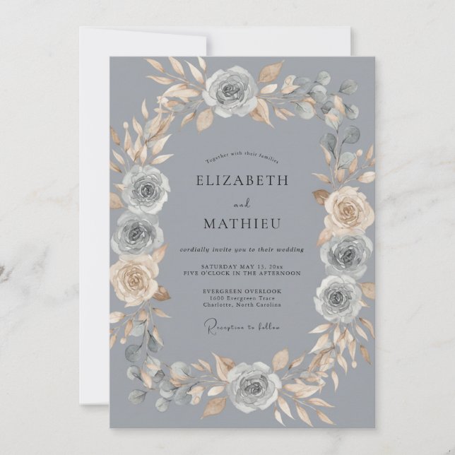 Invitación Corona de champán de acero Boda (Anverso)