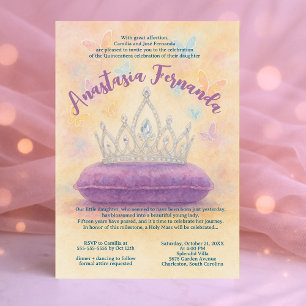 Invitación Corona de color de agua Princesa Pastel