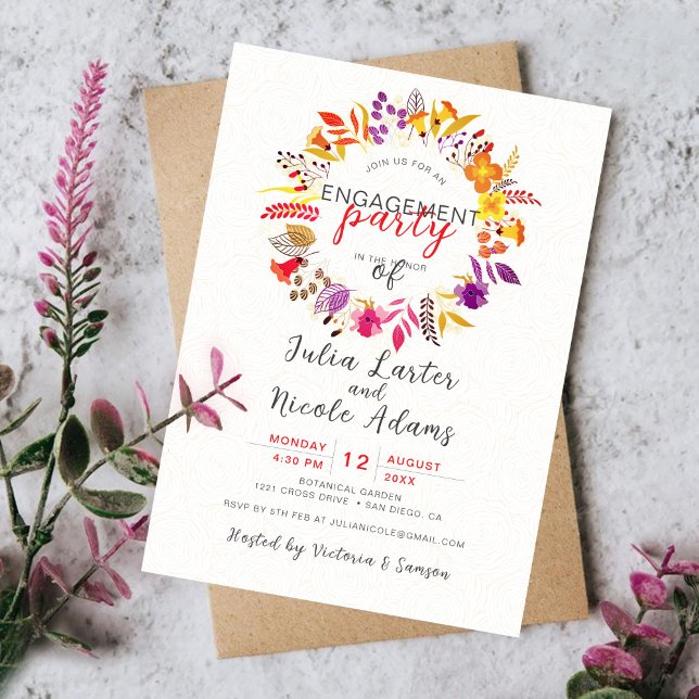Invitación Corona de compromiso de otoño de flores silvestres (Subido por el creador)