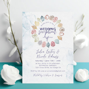 Invitación Corona de conchas de mar para boda de recepción en