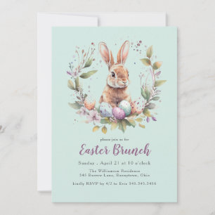 Invitación Corona de conejito de primavera Brunch de Pascua F