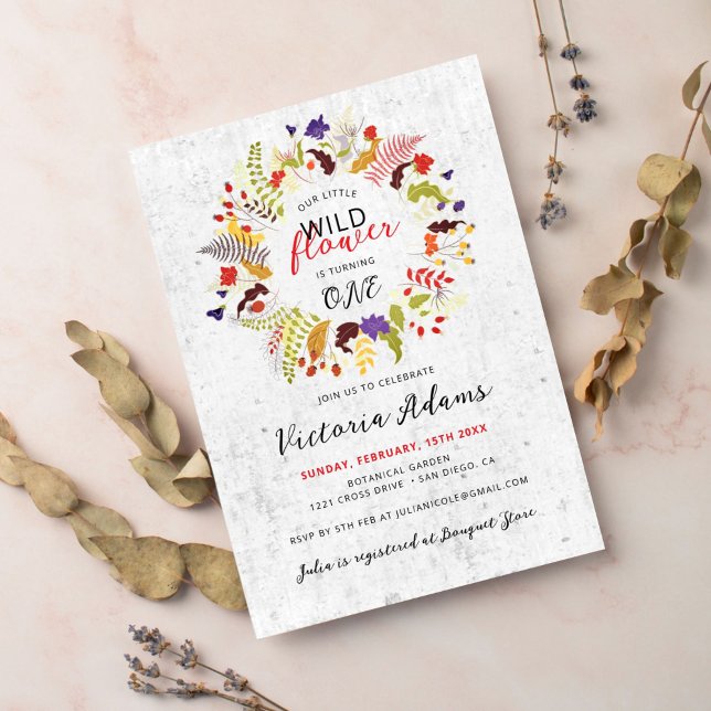 Invitación Corona de cumpleaños de flores silvestres exóticas (Subido por el creador)