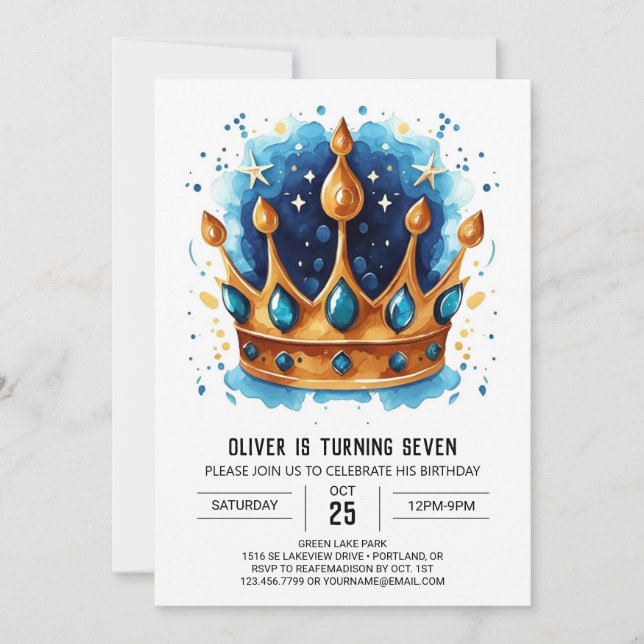 Invitación Corona de cumpleaños en línea de Prince (Anverso)