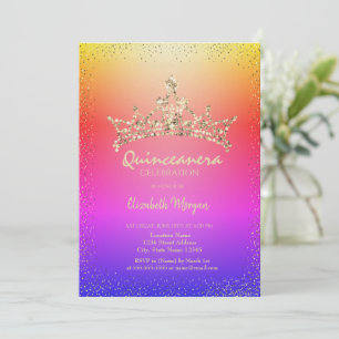 Invitación Corona de diamantes chic ombre Quinceañera