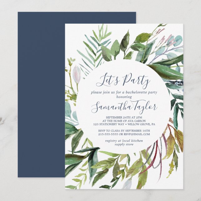 Invitación Corona de diamantes de vegetación de verano Let's  (Anverso / Reverso)