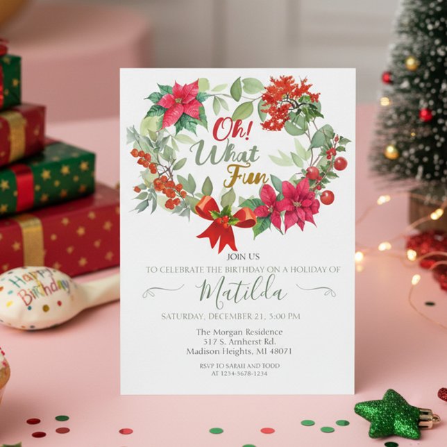 Invitación Corona de divertido cumpleaños de Navidad Invitaci (Subido por el creador)