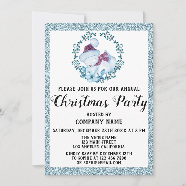 Invitación Corona de fiesta de Navidad de la empresa brillo a (Anverso)