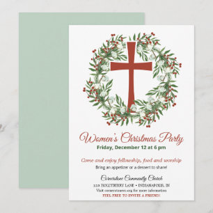 Invitación Corona de Fiesta de Navidad de la Iglesia de Mujer