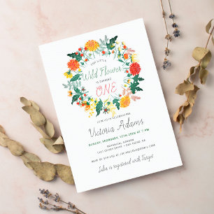 Invitación Corona de florecillas silvestres Dahlia pequeña Fo