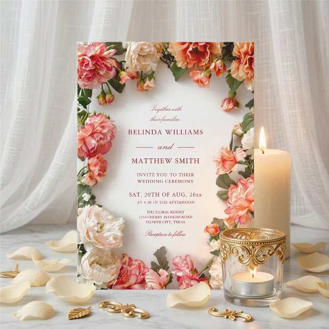 Invitación Corona de flores 3D texturizada para boda (Subido por el creador)