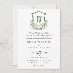 Invitación Corona de flores blancas para boda