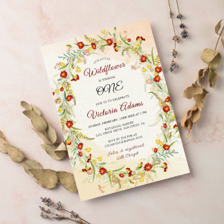 Invitación Corona de flores de caléndula silvestre para cumpl
