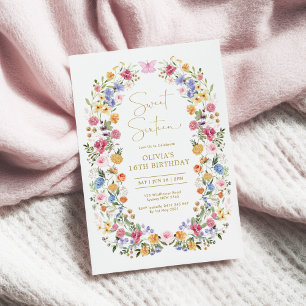 Invitación Corona de flores de jardín de primavera Cumpleaños