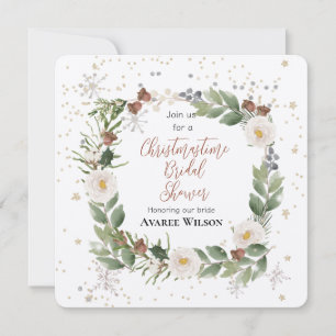 Invitación Corona de flores de Navidad para ducha de novia