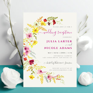 Invitación Corona de flores de orquídea silvestre púrpura par