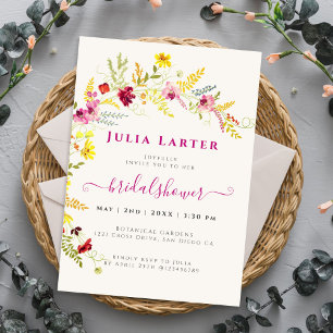 Invitación Corona de flores de orquídea silvestre púrpura par