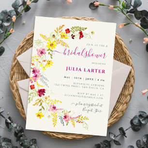Invitación Corona de flores de orquídea silvestre púrpura par