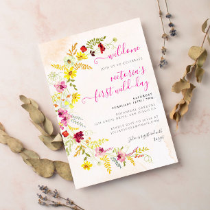 Invitación Corona de flores de orquídea silvestre rosa púrpur