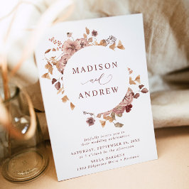 Invitación Corona de flores románticas de otoño para boda