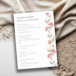 Invitación Corona de flores rosadas itinerario de cumpleaños