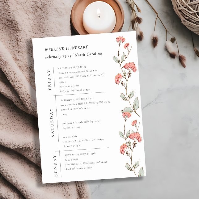 Invitación Corona de flores rosadas Itinerario de cumpleaños  (Subido por el creador)