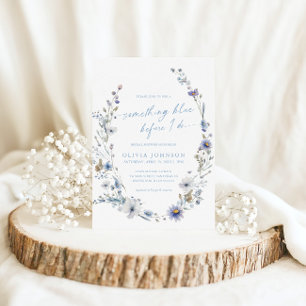 Invitación Corona de flores silvestres azules para despedida