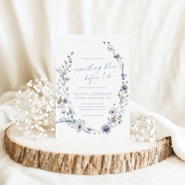 Invitación Corona de flores silvestres azules para despedida  (Subido por el creador)