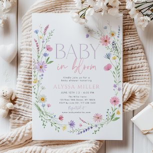 Invitación Corona de flores silvestres Baby in Bloom para bab