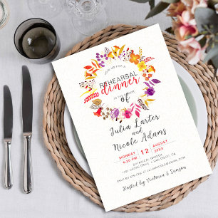 Invitación Corona de flores silvestres boho de otoño Cena de