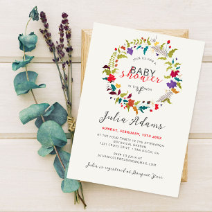 Invitación Corona de flores silvestres de bosque exótico para