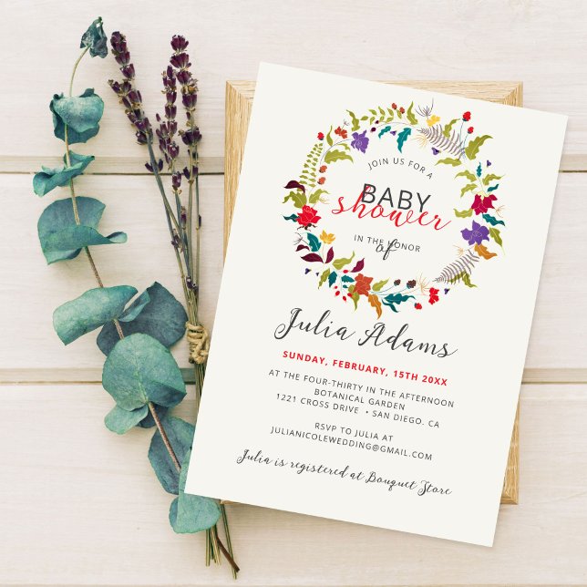 Invitación Corona de flores silvestres de bosque exótico para (Subido por el creador)