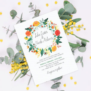Invitación Corona de flores silvestres de dalia de primavera