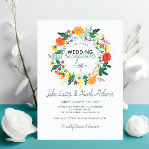 Invitación Corona de flores silvestres de dalia pastel para b