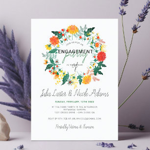 Invitación Corona de flores silvestres de dalia pastel para f