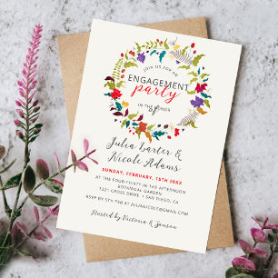 Invitación Corona de flores silvestres de madera exótica para
