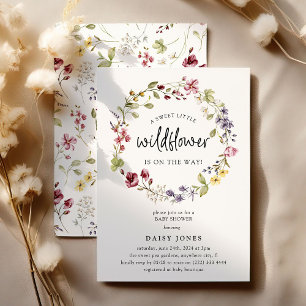 Invitación Corona de flores silvestres dulces para baby showe