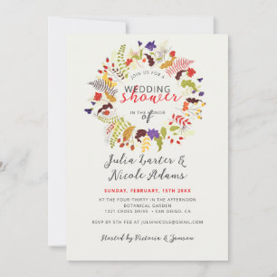 Invitación Corona de flores silvestres exóticas de boda y duc
